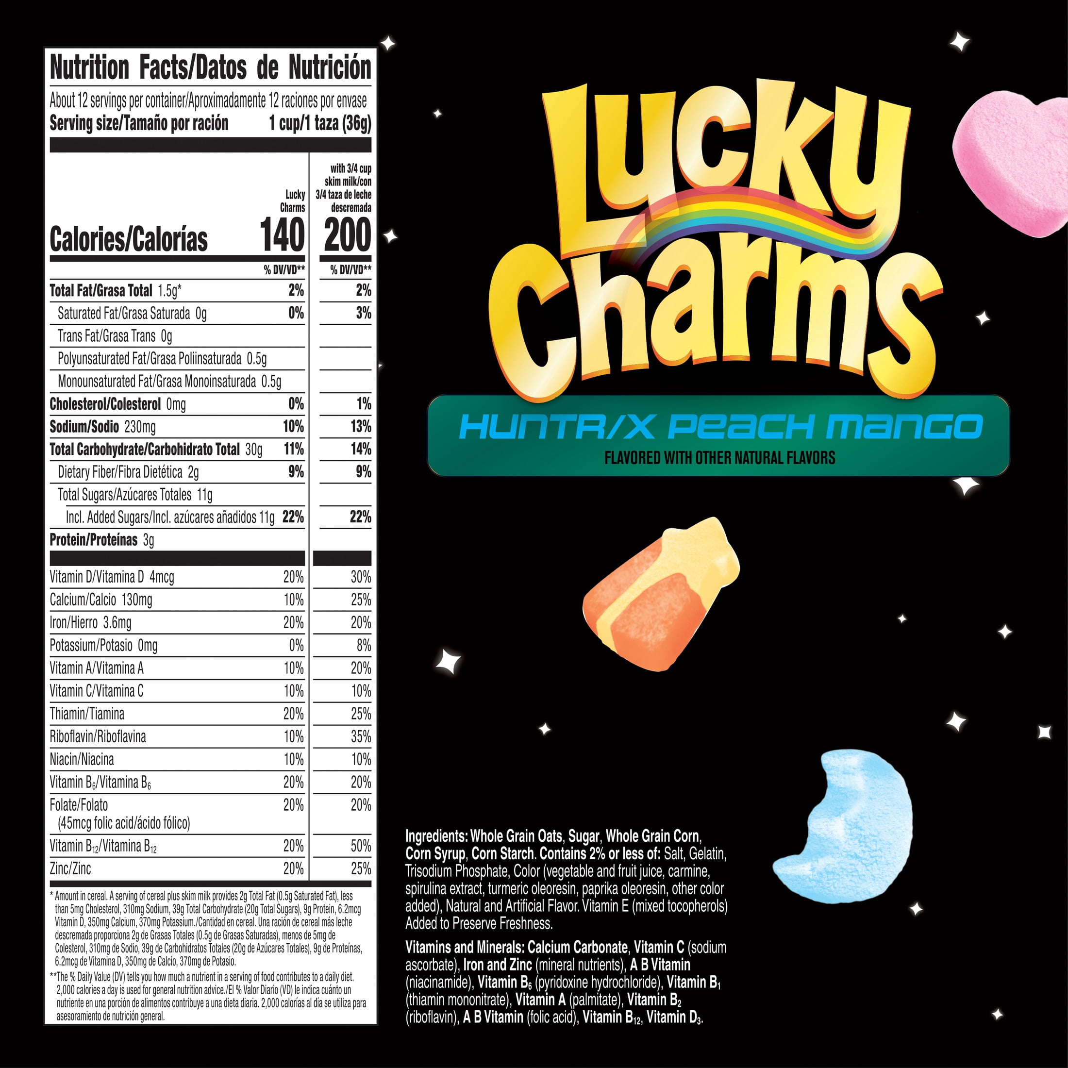KPop Demon Hunters Box, Lucky Charms Huntrix Peach Mango Cereal, Bowl and Spoon, 2.8 lbs