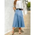 thumbnail image 5 of Light Wash Denim A-Line Midi Skirt High Waist Flared Casual, 5 of 26