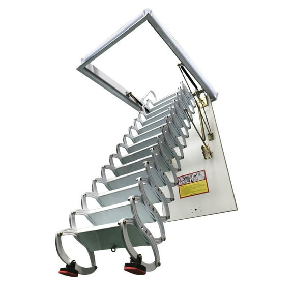 Attic Ladder Attic Pull Down Ceiling Ladder Access Stairs Folding Stairs 13 Steps 660LB Loading Capacity White