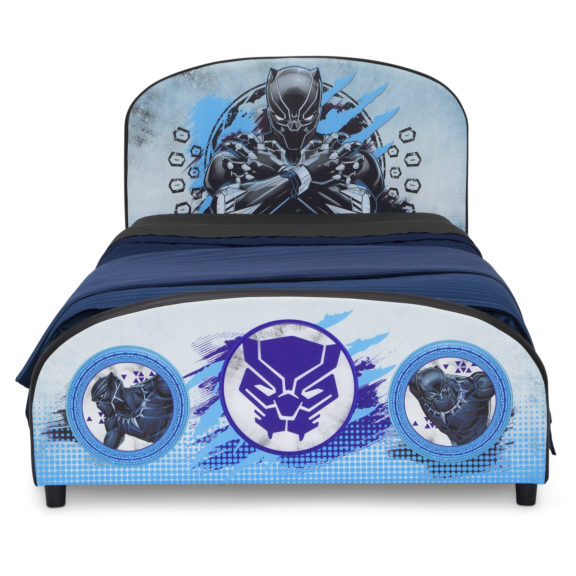 Marvel Black Panther Upholstered Twin Bed by Delta Children, Blue