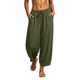 thumbnail image 3 of Taqqpue Women Oversize Pants Drawstring High Elastic Waistbant Boho Palazzo Pants Loose Fit Lounge Pants Solid Color Straight Wide Leg Pants with Pockets for Women, 3 of 9