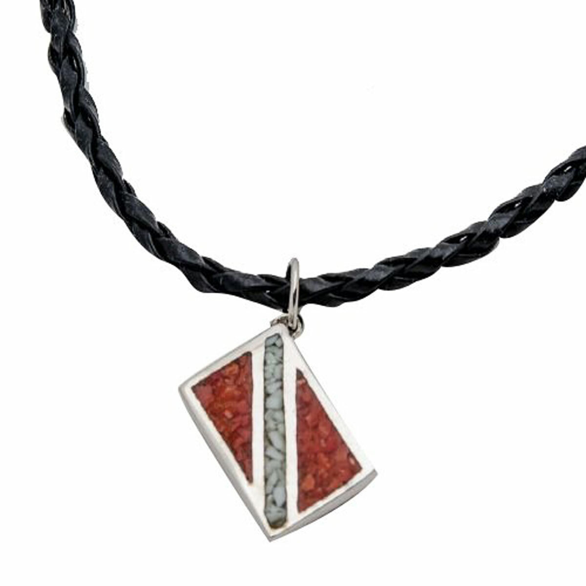 Dive Flag Necklace 21"Leather Cord, Pendant Scuba Diving Diver Jewelry