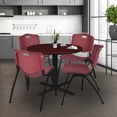 thumbnail image 2 of Cain 36" Round Breakroom Table- Mahogany & 4 'M' Stack Chairs- Burgundy, 2 of 8