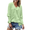 thumbnail image 5 of Jalioing V Neck Sweatshirt for Women Trendy Loose Solid Long Sleeve Pullover Shirt Spring Fall Fashion Tops, 5 of 9