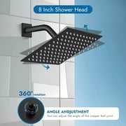 Shower Faucet Set Black Rain Shower Head Combo with Mixer Valve Kit Wall Mounted, Stainless Steel, Matte Black Finish
