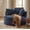 Blue, variant on Aukfa Modern Corduroy Round Accent Chair, Compressible Chaise Lounge for Living Room & Bedroom, No Assembly,Orange