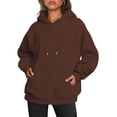 thumbnail image 1 of Sudaderas con Capucha Extragrandes para Mujer, Sudaderas de Forro , Suéteres de Moda para Otoño e Invierno Marrón Oscuro M, 1 of 9
