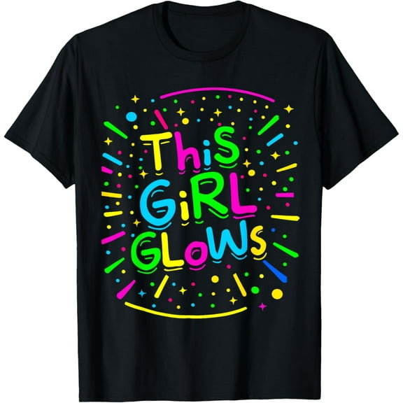 This Girl Glows For Kids Tie Dye Bright Colors 80's And 90's T-ShirtMen and women, Black T-shirt, size: Extra large S-4XL