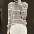 thumbnail image 2 of ZyeKqe Sweaters for Women Long Sleeve Shirts Crewneck Pullover Knit Top Striped Lightweight Fall Tops, 2 of 3