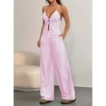 thumbnail image 4 of Women'S 2 Piece Outfit Lace-Up Sleeveless Backless Tank Top and Wide Leg Drawstring Pants Set Club Outfit Pink L, 4 of 7