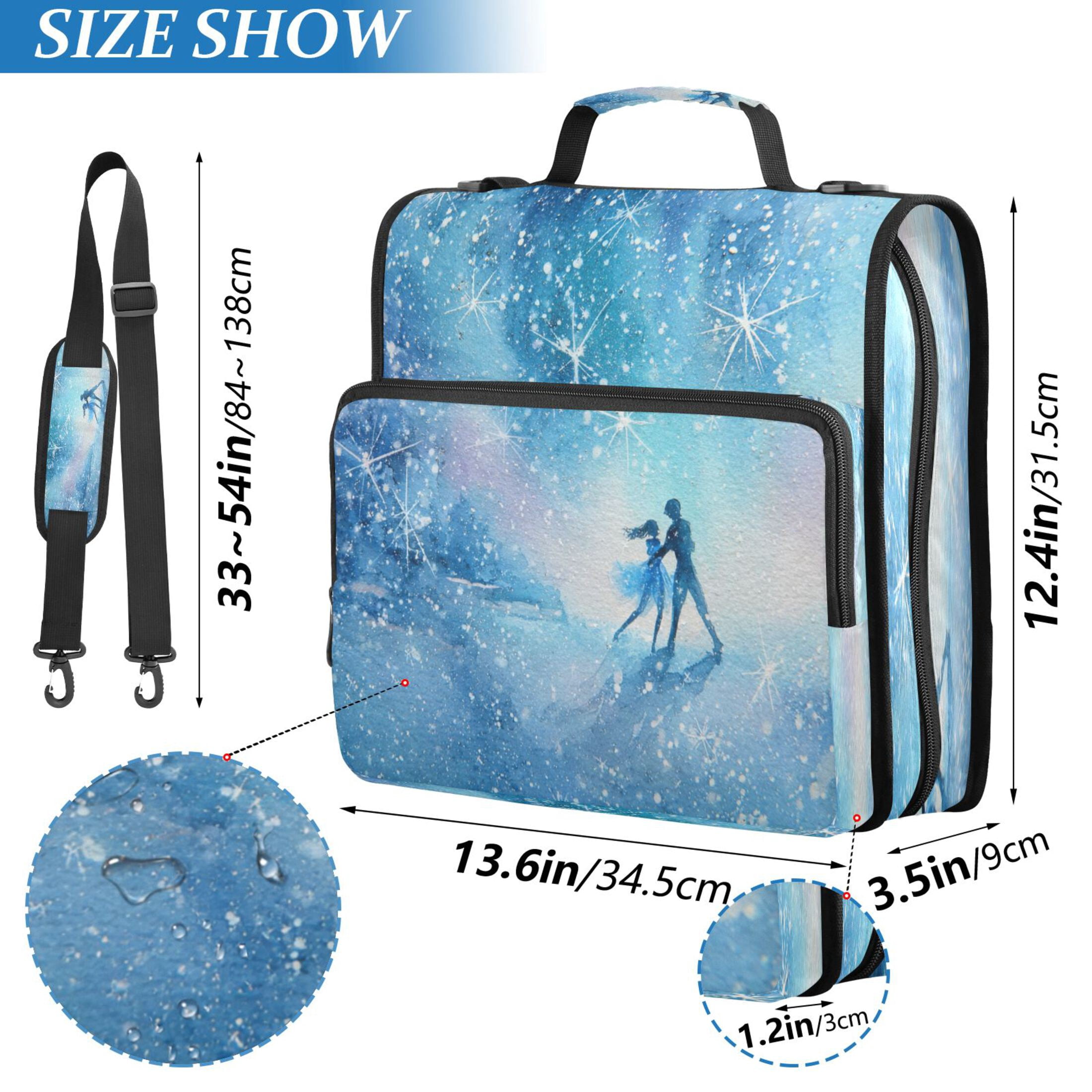 3 Ring Zipper Binder Stationery Organizer for Study Work Home Travel, All-Purpose File Folder Storage Bag for Daily Document Organization Celestial Couple Print