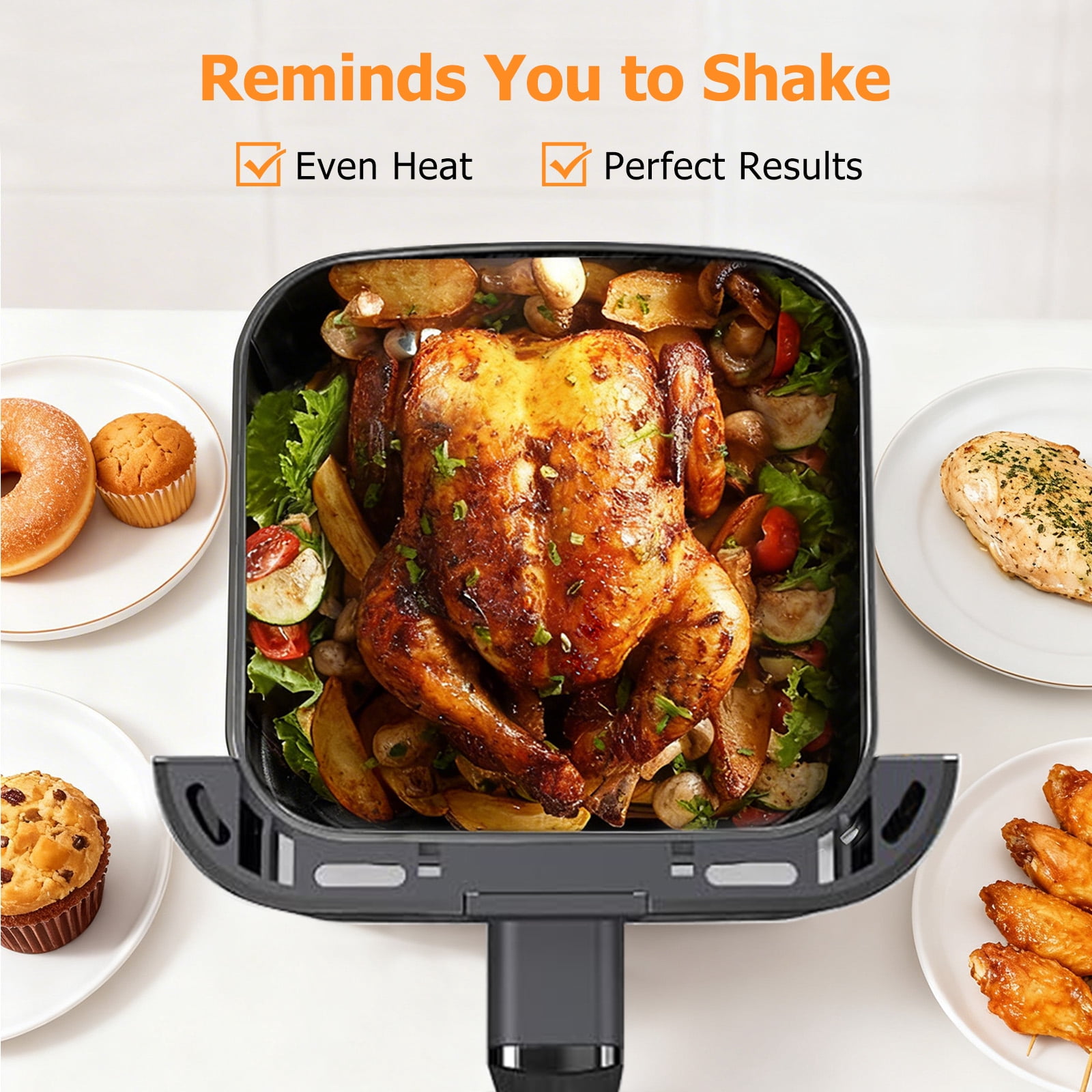 Sybels 3QT Small Air Fryer,Easy-Clean Digital Touch Panel, 400℉ Max Temp, Built-in Auto Shut-off, Nonstick Dishwasher-Safe Basket for Baking, Roasting, Broiling and Reheating, Black