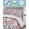 thumbnail image 4 of Quilts Twin Size, Red Blue Leaf Soft Comforter Bedding Set for Bed, Summer Vintage Botanical Branch Lightweight Quilted Bedspread with Pillow Cover(2 Pieces) for All Season, 68x86 Inch, 4 of 6