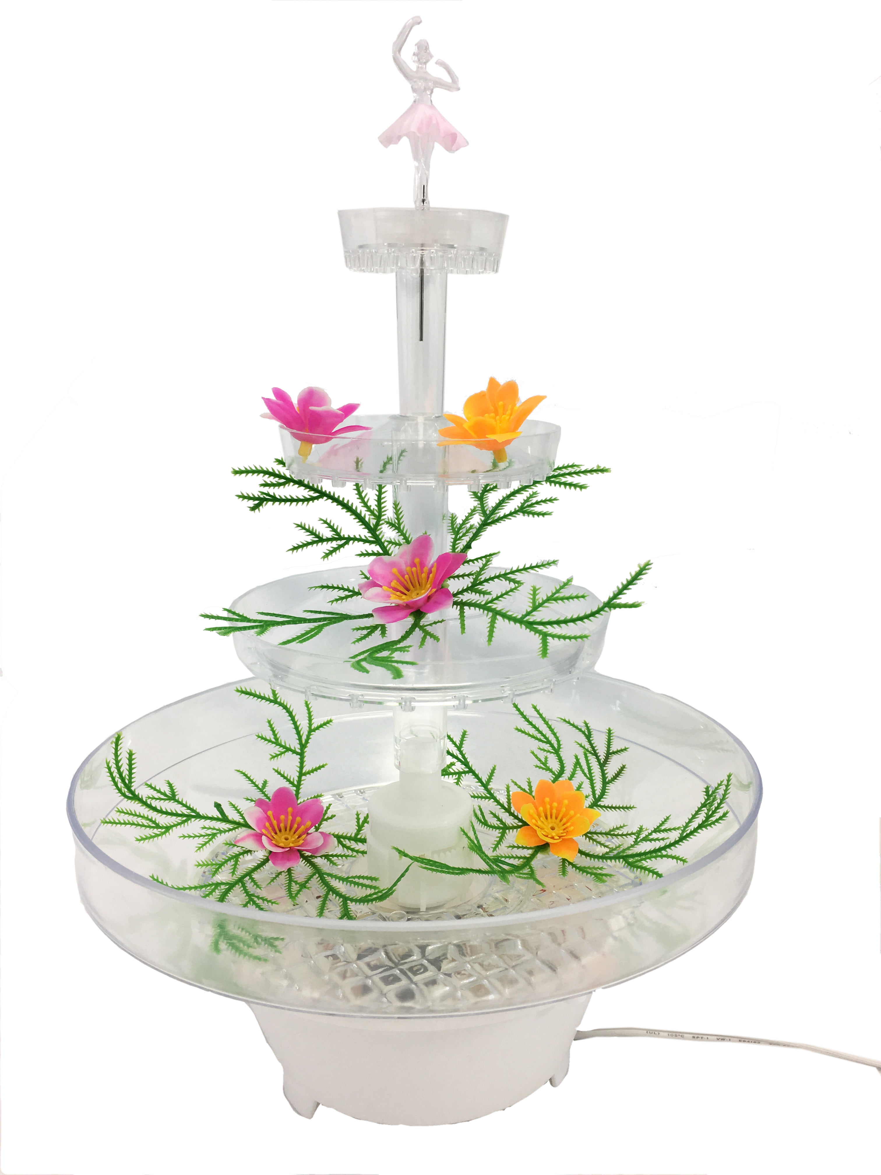 LA Crafts Lighted Plastic Water Fountain For Weddings Home or Cake Centerpiece Office Garden 13 inch