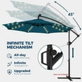 thumbnail image 6 of 10ft Solar Lights Offset Cantilever Patio Umbrella - with Light, LED Lighted Offset Hanging Patio Outdoor Market Umbrella UPF50+ UV Protection with Easy Tilt and Crank (Peacock Blue), 6 of 17