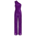 thumbnail image 6 of Mufeng Jumpsuit for Women Elegant Sparkly Sequin Party Romper Casual Playsuit Wedding Party Clubwear Purple L, 6 of 7