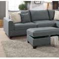 thumbnail image 2 of Beautiful Design 3-piece Sectional Set Steel Color Dorris Fabric Crafted large Plush Pillows Reversible Chaise Sofa Storage Ottoman, 2 of 2