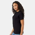 thumbnail image 5 of Hanes - Women Bulk T-Shirt, Short Sleeve Tee | Crew Neck, Classic Fit | 100% Cotton, 5 oz | Black Pack - 6, Size: Small, 5 of 6