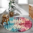 thumbnail image 3 of Round Rugs 3Ft, Teal Pink Orange Round Area Rug Washable Indoor Throw Carpet, Boho Vintage Abstract Splashing Art Small Non Slip Circle Rug for Bedroom Living Room Home Decor Aesthetic, 3 of 8