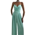 thumbnail image 3 of SAYOO Sleeveless Wide Leg Jumpsuit for Women, High Waist Pleated Decoration Solid Color Summer Clothing, 3 of 5