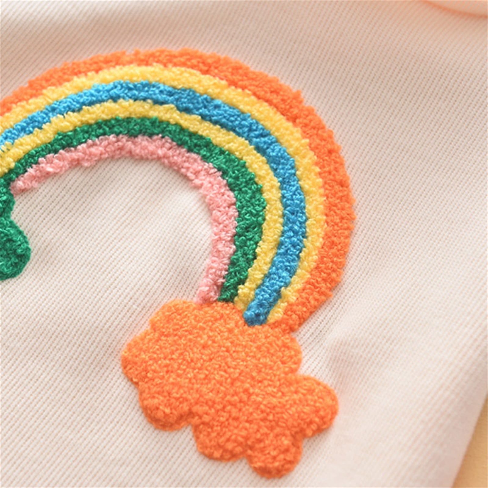 New Summer Girls Dresses Toddler Kid Baby Girls Casual Hoodie Sweatshirt Dresses Rainbow Knitted Embroidery Princess Ruffle Dress