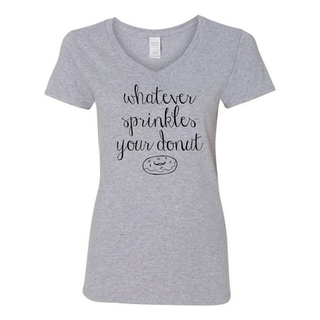 Whatever Sprinkles Your Donut Womens V Neck (Best Way To Sleep For Your Neck)