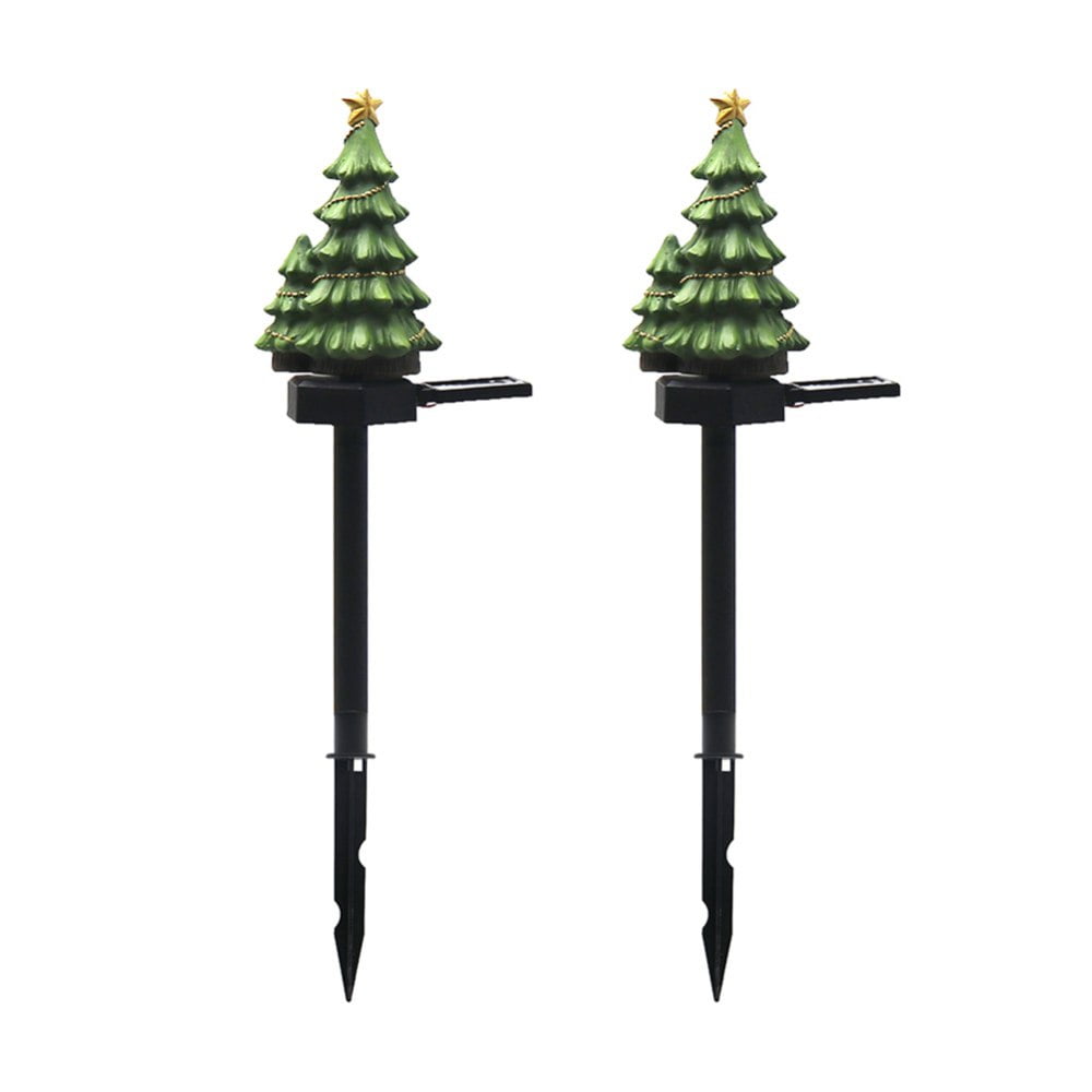 2 Pack 17" Solar Christmas Tree with LED Christmas Lights for Outdoor