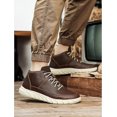thumbnail image 5 of Men's Mid Top Lace Up Sneakers Comfortable Round Toe Lightweight Non-Slip Casual Booties Fashion Walking Sneakers, 5 of 6