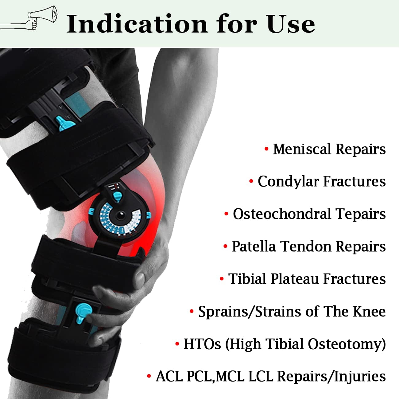 Komzer Hinged Post-Op Knee Brace, Adjustable ROM Support for Rehabilitation, Arthritis, ACL, MCL and PCL Injuries