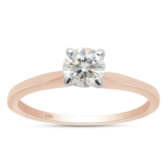 AFFY 0.35CT Round Moissanite Diamond Solitaire Engagement Ring for Women 10K Solid Rose Gold -4