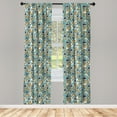 thumbnail image 4 of Ambesonne Floral Window Curtains, 2 Colored Flower Drawing, Each 28" W x 63" L, Pale Teal Pale Brown, 4 of 4