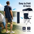 thumbnail image 3 of REDCAMP Portable Camping Chair with Canopy Heavy Duty Outdoor Folding Chair with Shade 600D Oxford Canopy Chair for Beach Fishing Lawn Picnic Sports Dark Blue, 3 of 9