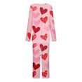 thumbnail image 6 of CZHJS Valentine's Day Long Sleeve Festival Party Holiday Loungewear Womens Pajamas for Women Set Pajama Wide Leg Pants and Scoop Neck Shirts Sets&nbsp; 2 Piece Matching Outfits Plus Size Pj Sets, 6 of 7