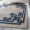 thumbnail image 2 of Unique Loom Tapis Carré Athens Tribal Border Design 8' x 8' Beige/bleu Marine, 2 of 2