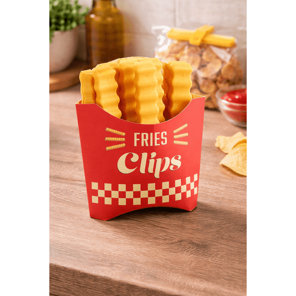 12 Pack Plastic Food Clip & Cute Refrigerator Magnets Curved Design Sealing French Fries Bag Clips for Food Storage, Kitchen and Home Decor (3.8in x12pcs)