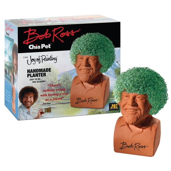 Maceta decorativa de cerámica Chia Pet Bob Ross con paquete de semillas