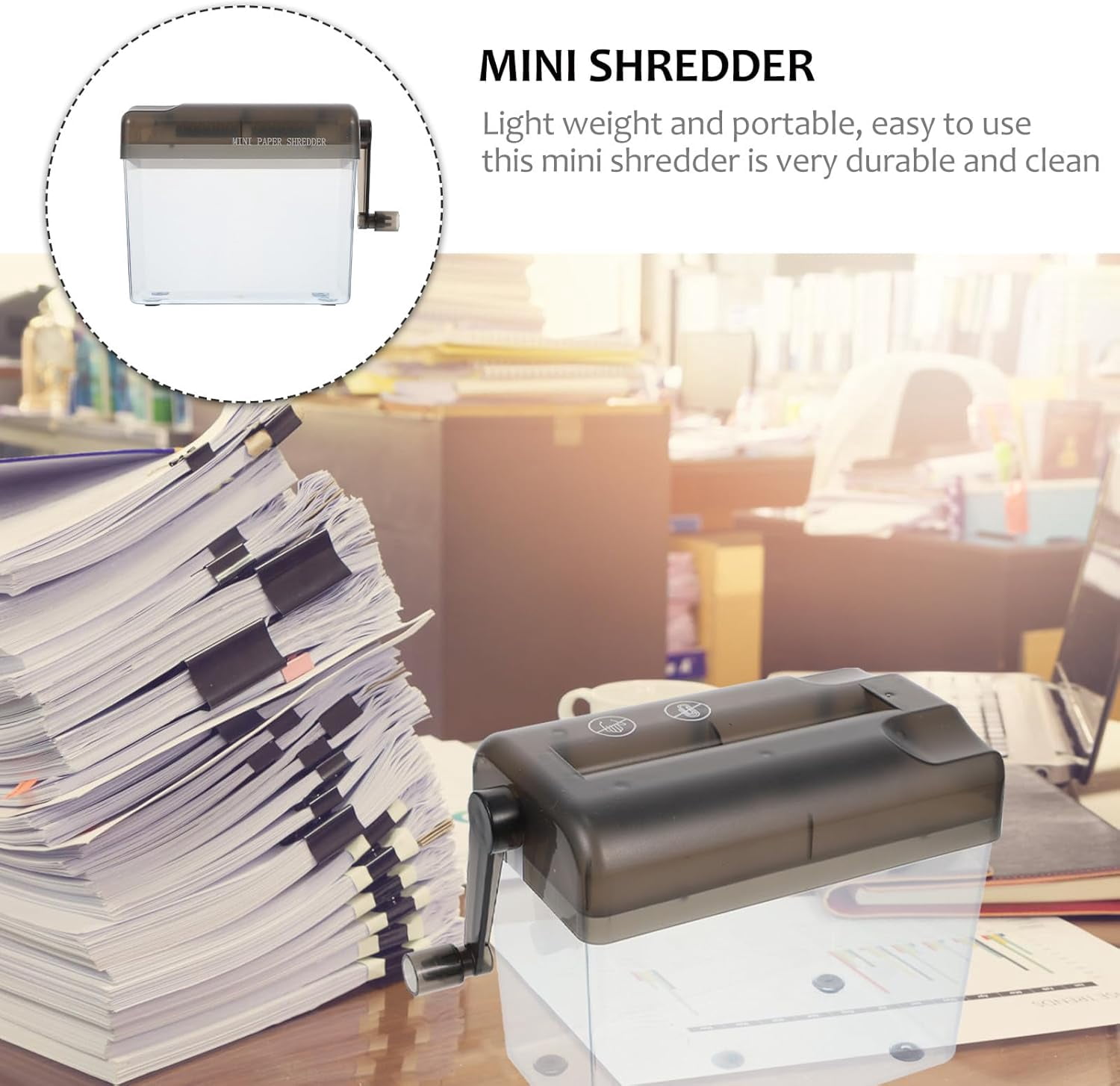 Manual Mini Paper Shredder A6 Desktop Handheld Documents Cutter Portable Office Home Paper Cutting Machine