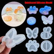 4 Styles/Set Bee Butterfly Shaker Silicone Molds Crystal UV Epoxy Resin Mould Key Chain Pendant Hanging Tags Cat Paw Quicksand Mould DIY Crafts
