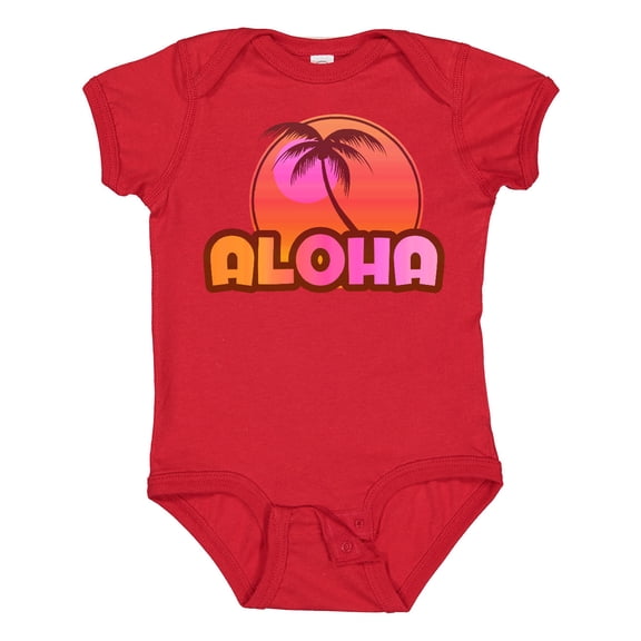 Inktastic Pink Aloha Palm Girls Baby Bodysuit