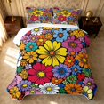 thumbnail image 2 of Erosebridal Cartoon Blossom Quilt King, Cute Flower King Coverlet Set, Gray Reversible, Multicolor Black, 3-Piece (1 Bedspread and 2 Pillowcases), 2 of 7