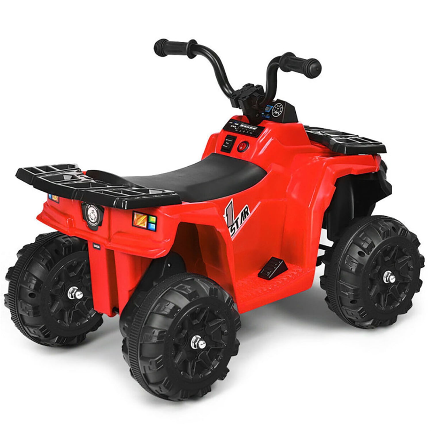 Barara King 6 V Powered Ride-On Toy ATV Quad with LED Lights, Foot Pedal and Wear-Resistant Wheels