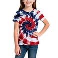 thumbnail image 2 of ITSAME 4th of July T-Shirts for Girls, Round Neck Fashion Print Short Sleeve Kids Patriotic Independence Day Tops Wine Size 3-4T, 2 of 6