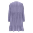 thumbnail image 5 of Yyeselk Womens Long Sleeve Casual Dresses V Neck Loose Solid Color Ruched Comfy Swing Empire Waist Ruffle Hem Flowy Knee Length Dress Purple XXL, 5 of 6