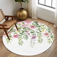 thumbnail image 3 of Pink Green Spring Round Rug 6ft Washable Circle Kitchen Rugs Non Slip Floral Eucalyptus Leaves Watercolor Plant Large Area Rug Indoor Floor Carpet for Bedroom Living Room Home Office Dining Room, 3 of 8