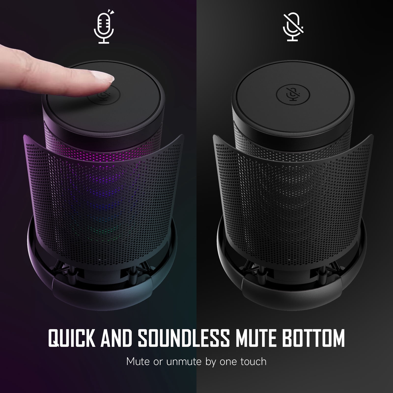 MRSXXNTY Gaming PC USB Microphone, Podcast Condenser Mic with Boom Arm, Pop Filter, Mute Button for Streaming, Twitch, Online Chat, RGB Computer Mic for PS4/5 PC Gamer Youtuber-AmpliGame A6T