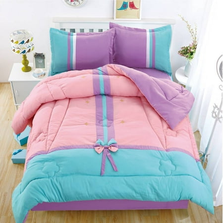 Traditional Floral Cotton Touch Kids Comforter Set W Sheet