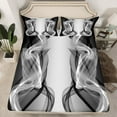 thumbnail image 2 of Feelyou Fashion Stripes Abstract Bed Sheets, Chic Modern Striped Art King Sheets, Grey Black Aesthetic Lines Sheet Set, Breathable Home Decor, 4pcs, 2 of 7