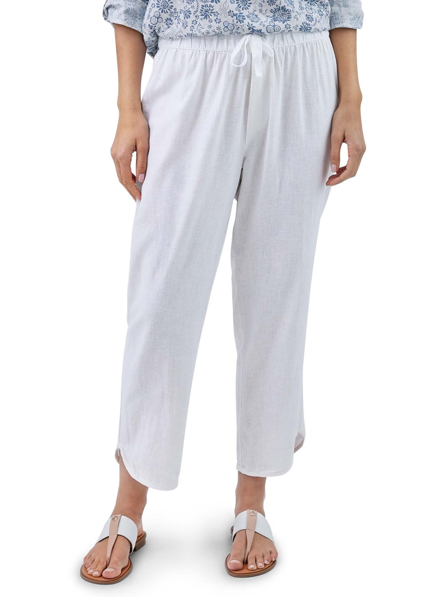 Chaps Women’s Pull On Linen Crop Pants - Walmart.com