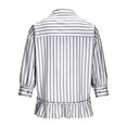 thumbnail image 5 of Lenpel Button down Shirts for Women Trendy 3/4 Sleeve Collared Ruffle Hem Striped Crop Tops Loose Fit Casual Blouses(Black,X-Large), 5 of 7