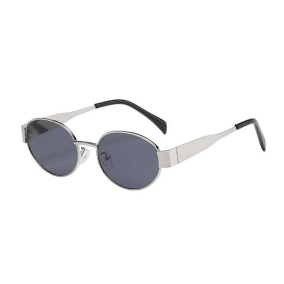 HEVRJEWJD Retro Oval Sunglasses for Women Men - Fashion Designer Sun Glasses - Rectangle Metal Frame Shades Silver 14.5cm